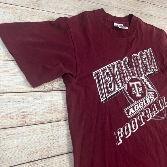 Texas A&M Aggies Football T-Shirt Medium Maroon Crable Sportswear Cotton Tee - Picture 7 of 9